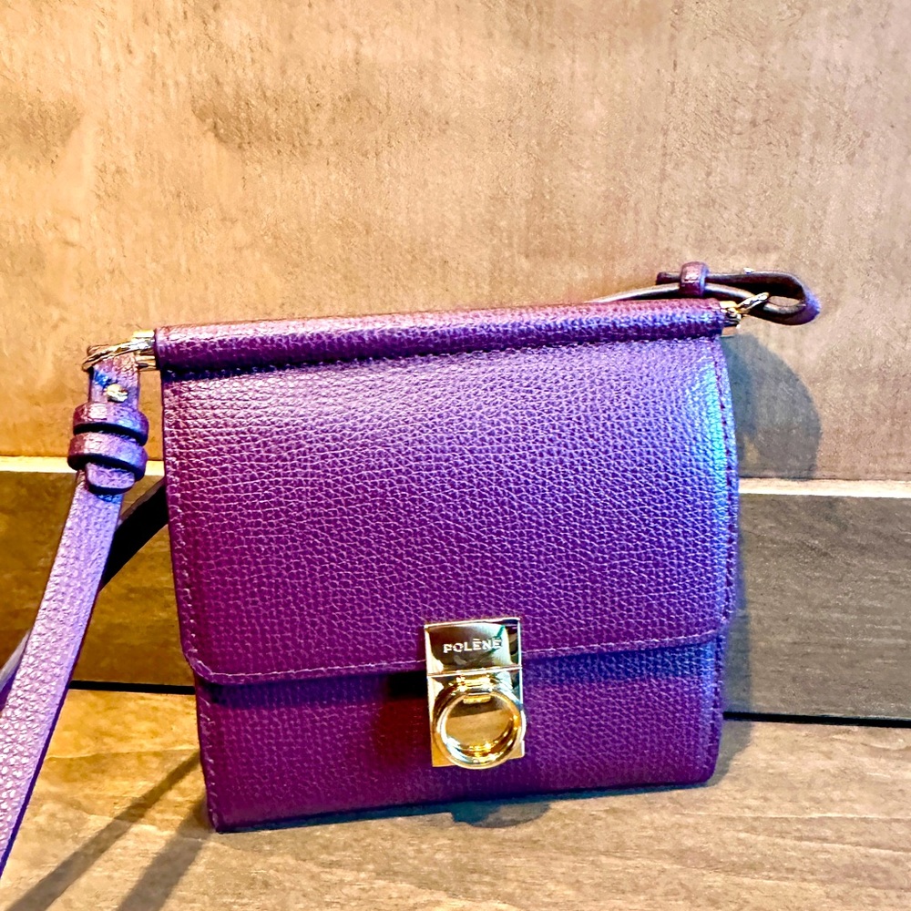 Polèlne Numéro Sept Crossbody Wallet Textured Burgundy Leather